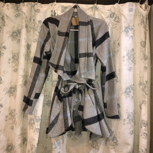 Favlux Belted Shawl/Waterfall Plaid Jacket
